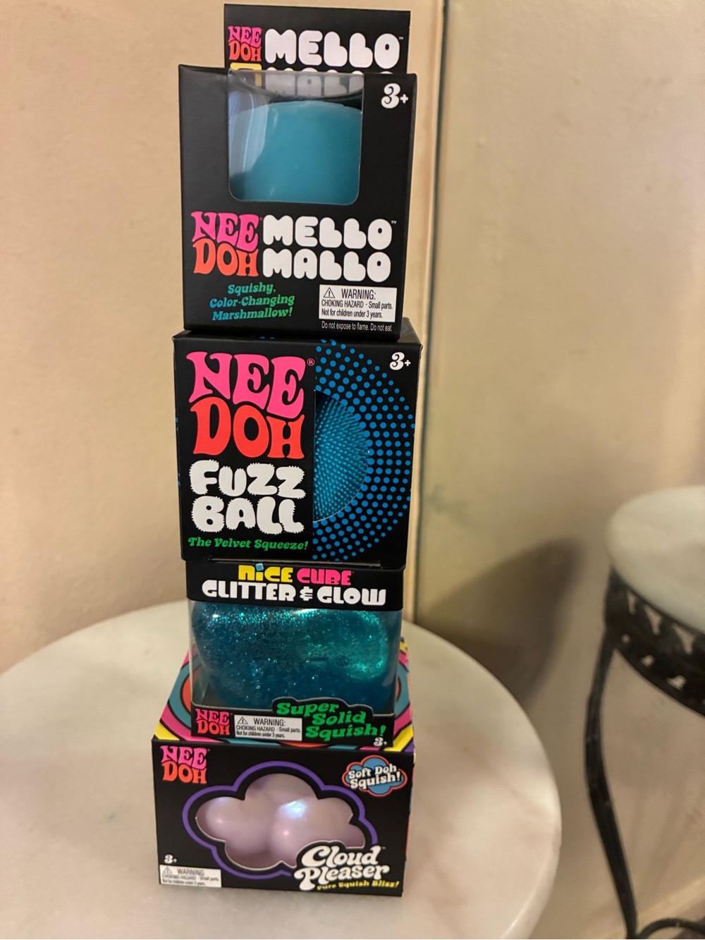 Blue Glitter Cube Fuzz Ball - Glitter & Glow
